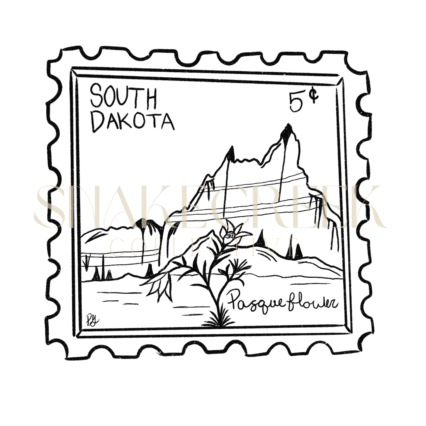 South Dakota Stamp BW